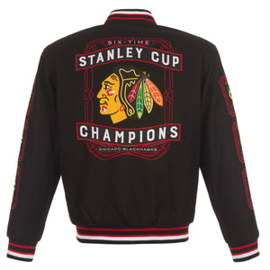 Chicago Blackhawks Commemorative Reversible Wool Championship Jacket - Black