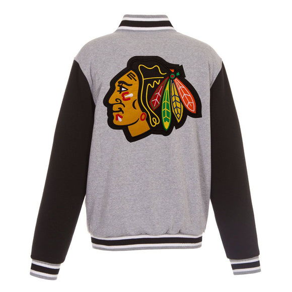 NHL Chicago Blackhawks  JH Design  Two-Tone Reversible Fleece Jacket - Gray/Black