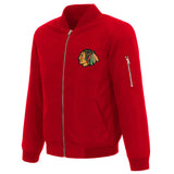 Chicago Blackhawks JH Design Lightweight Nylon Bomber Jacket – Red