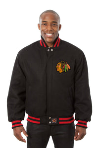 Chicago Blackhawks Embroidered Wool Jacket - Black