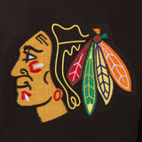 Chicago Blackhawks Wool & Leather Reversible Jacket w/ Embroidered Logos - Black