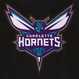 Charlotte Hornets Reversible Wool Jacket -Embroidered Logos JH Design  Black