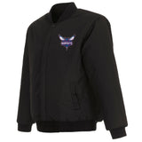 Charlotte Hornets Reversible Wool Jacket -Embroidered Logos JH Design  Black