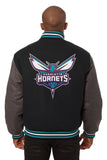 Charlotte Hornets Embroidered Handmade Wool Jacket - Black/Grey