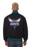 Charlotte Hornets Embroidered Handmade Wool Jacket - Black