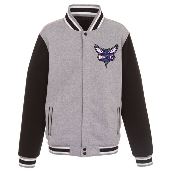 Charlotte Hornets  JH Design Two-Tone Reversible Fleece Jacket - Gray/Black