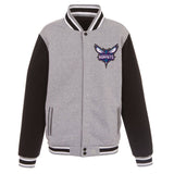 Charlotte Hornets  JH Design Two-Tone Reversible Fleece Jacket - Gray/Black