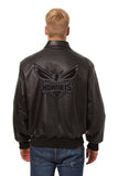 Charlotte Hornets Full Leather Jacket - Black/Black