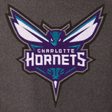 Charlotte Hornets Wool & Leather Reversible Jacket w/ Embroidered Logos - Charcoal/Black