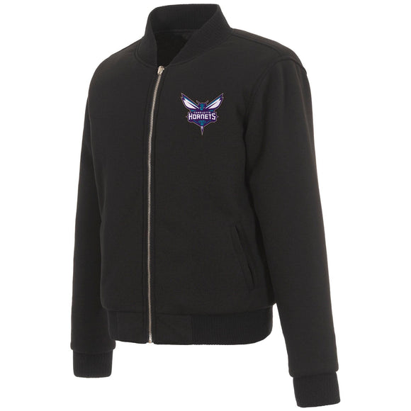 Charlotte Hornets JH Design Reversible Women Fleece Jacket - Black