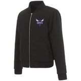 Charlotte Hornets JH Design Reversible Women Fleece Jacket - Black