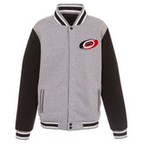 NHL Carolina Hurricanes JH Design Two-Tone Reversible Fleece Jacket - Gray/Black