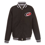 NHL Carolina Hurricanes JH Design Two-Tone Reversible Fleece Jacket - Gray/Black