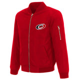 Carolina Hurricanes JH Design Lightweight Nylon Bomber Jacket – Red