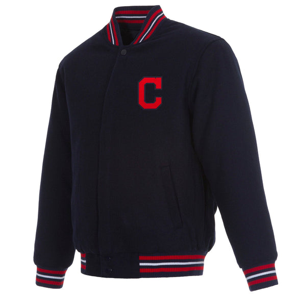 Cleveland Indians Reversible Wool Jacket - Navy