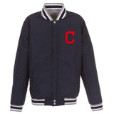 JH Design Cleveland Indians Two-Tone Reversible Fleece Jacket - Gray/Navy