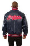 Cleveland Indians Full Leather Jacket - Navy