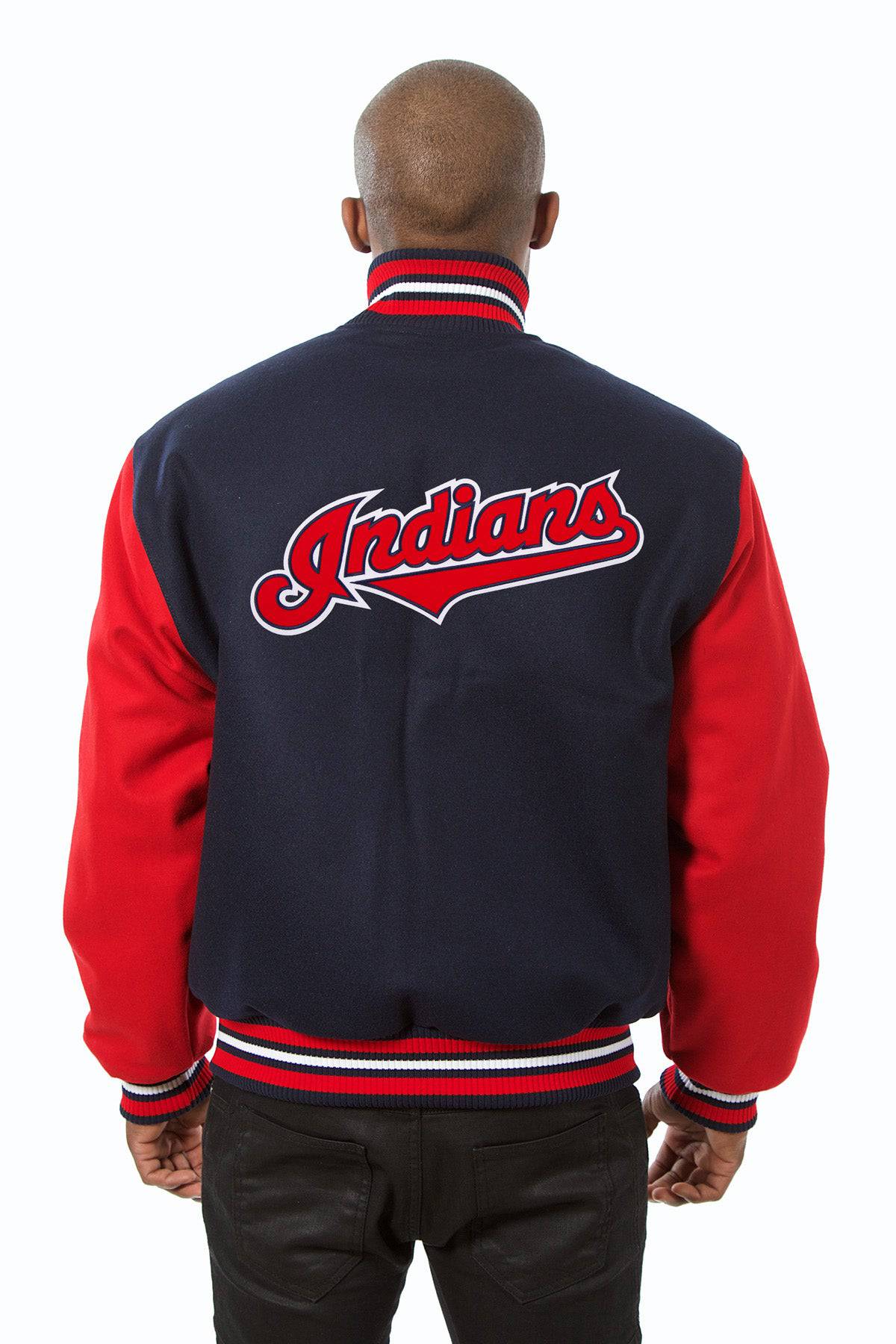 Cleveland Indians Embroidered Wool Jacket - Navy/Red | J.H.