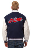 Cleveland Indians Two-Tone Wool and Leather Jacket - Navy