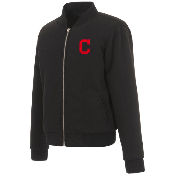 Cleveland Indians JH Design Reversible Women Fleece Jacket - Black