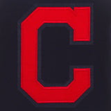 Cleveland Indians - JH Design Reversible Fleece Jacket with Faux Leather Sleeves - Navy/White