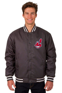 Cleveland Indians Poly Twill Varsity Jacket - Black