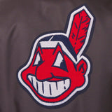 Cleveland Indians Poly Twill Varsity Jacket - Black