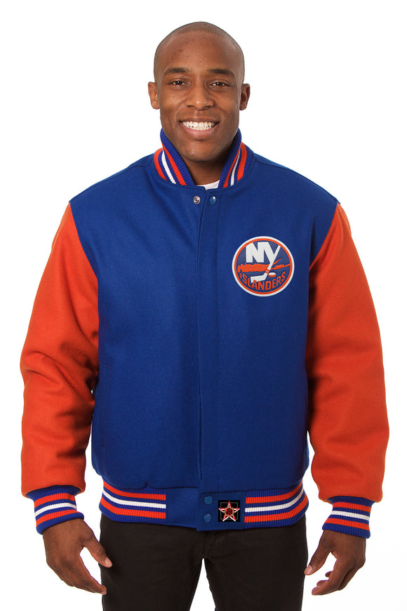 New York Islanders Handmade All Wool Two-Tone Jacket - Royal/Orange - J.H. Sports Jackets