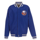 NHL New York Islanders  JH Design Two-Tone Reversible Fleece Jacket - Gray/Royal