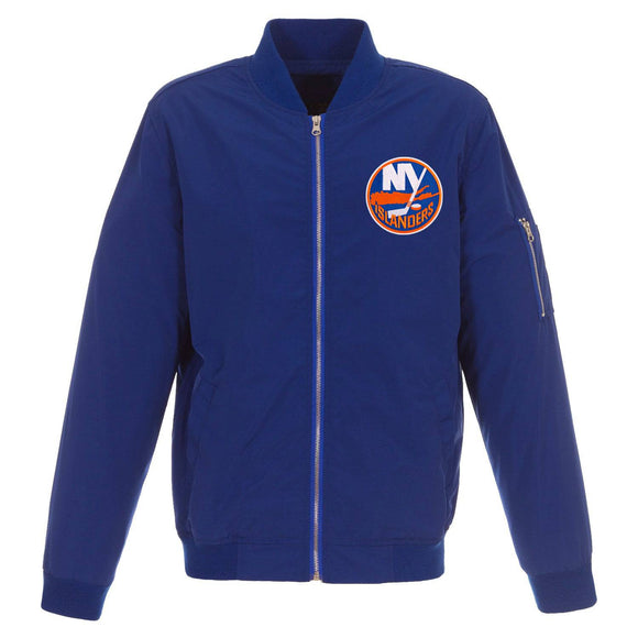 New York Islanders JH Design Lightweight Nylon Bomber Jacket – Royal