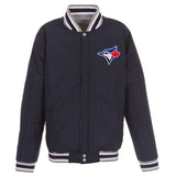 Toronto Blue Jays JH Design Two-Tone Reversible Fleece Jacket - Gray/Navy