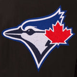 Toronto Blue Jays Wool & Leather Reversible Jacket w/ Embroidered Logos - Black