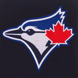 Toronto Blue Jays - JH Design Reversible Fleece Jacket with Faux Leather Sleeves - Navy/White