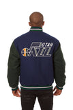 Utah Jazz Embroidered Handmade Wool Jacket - Navy/Green