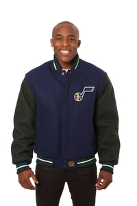 Utah Jazz Embroidered Handmade Wool Jacket - Navy/Green