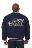 Utah Jazz Embroidered Handmade Wool Jacket - Navy