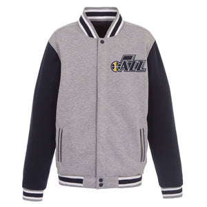 Utah Jazz  JH Design Two-Tone Reversible Fleece Jacket - Gray/Navy