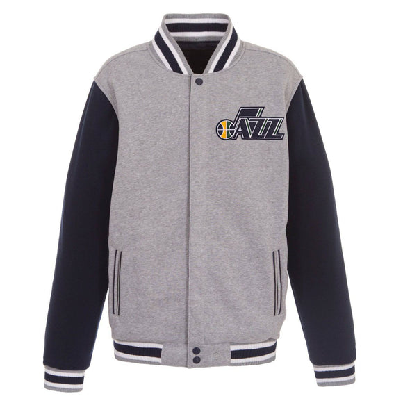 Utah Jazz  JH Design Two-Tone Reversible Fleece Jacket - Gray/Navy