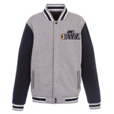 Utah Jazz  JH Design Two-Tone Reversible Fleece Jacket - Gray/Navy