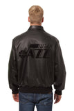 Utah Jazz Full Leather Jacket - Black/Black