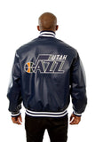 Utah Jazz Full Leather Jacket - Navy