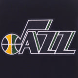 Utah Jazz - JH Design Reversible Fleece Jacket with Faux Leather Sleeves - Navy/White