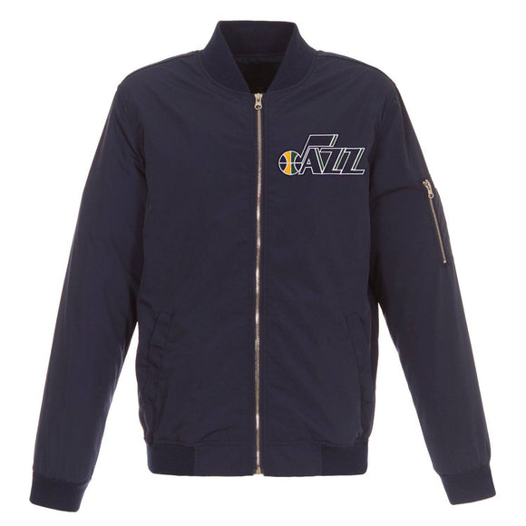 Utah Jazz JH Design Lightweight Nylon Bomber Jacket – Navy