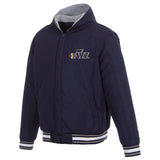 Utah Jazz Two-Tone Reversible Fleece Hooded Jacket - Navy/Grey