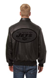 New York Jets JH Design Tonal All Leather Jacket - Black/Black - J.H. Sports Jackets