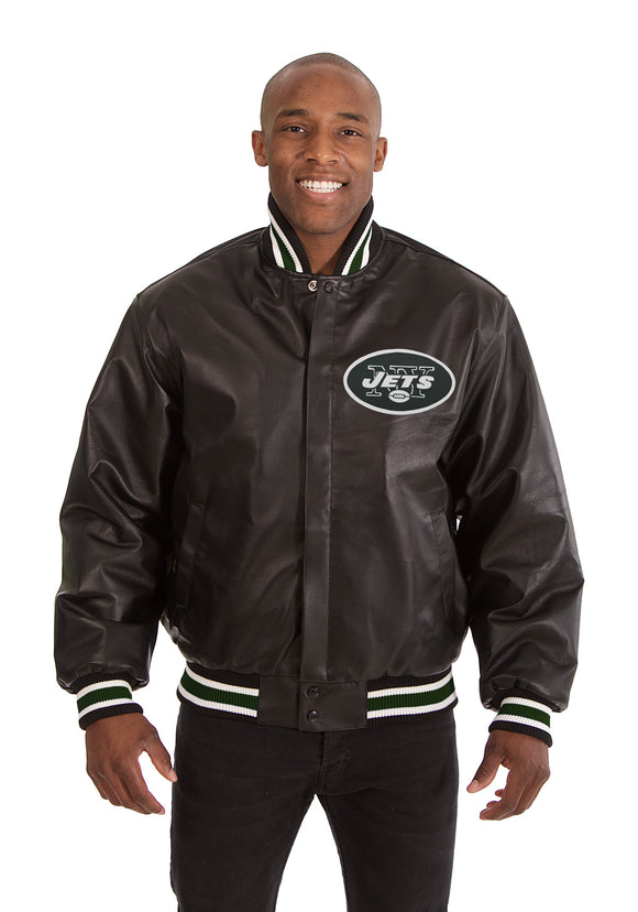 New York Jets JH Design Handmade Full Leather Jacket-Black - J.H. Sports Jackets