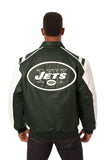 New York Jets JH Design All Leather Jacket - Green/White