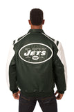 New York Jets JH Design All Leather Jacket - Green/White - J.H. Sports Jackets