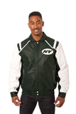 New York Jets JH Design All Leather Jacket - Green/White