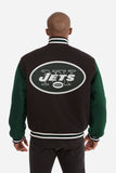 New York Jets JH Design Wool Handmade Full-Snap Jacket-Black/Green